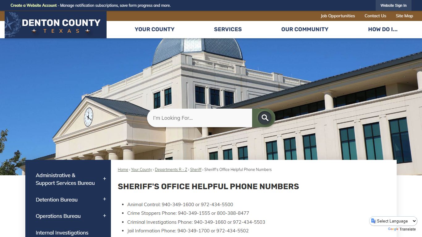 Sheriff's Office Helpful Phone Numbers | Denton County, TX